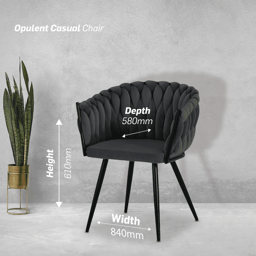 Everfurn Opulent Large Velvet Casual Chair - Grey - 2 Pack 2