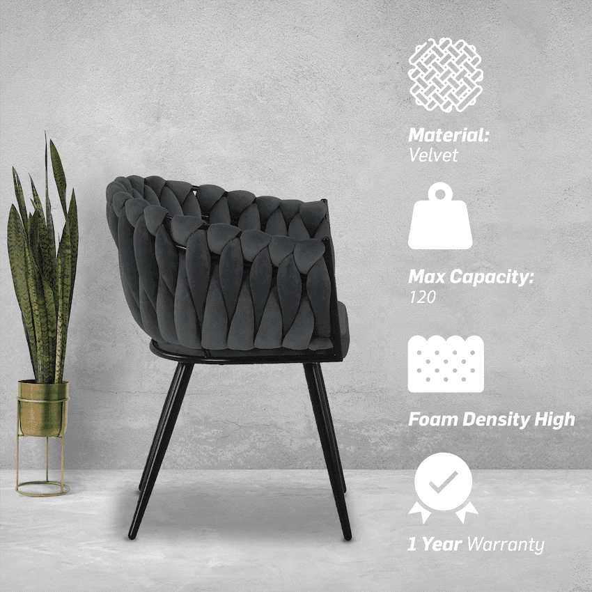 Everfurn Opulent Large Velvet Casual Chair - Grey - 2 Pack 3