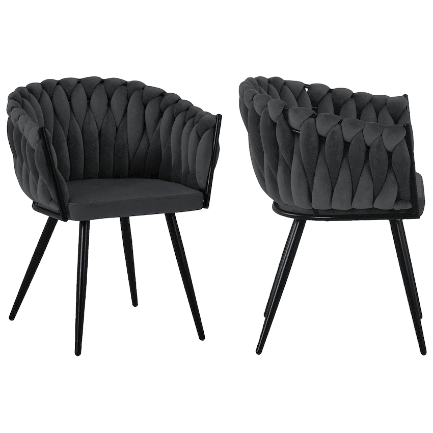 Everfurn Opulent Large Velvet Casual Chair - Grey - 2 Pack 5