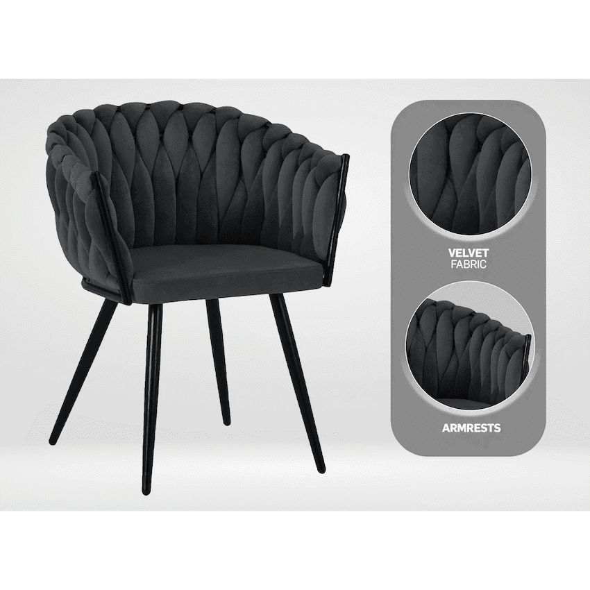 Everfurn Opulent Large Velvet Casual Chair - Grey - 2 Pack 7