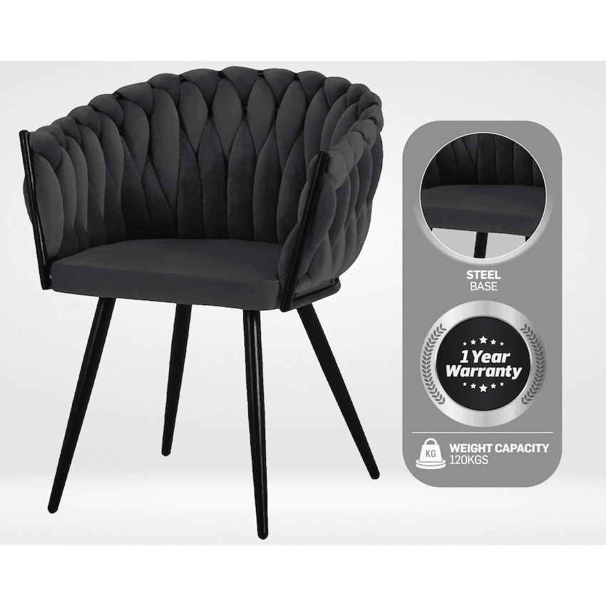 Everfurn Opulent Large Velvet Casual Chair - Grey - 2 Pack 9