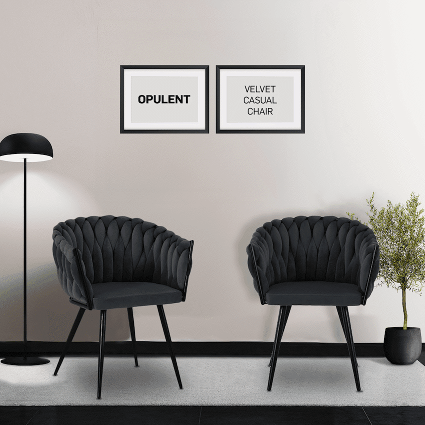Everfurn Opulent Large Velvet Casual Chair - Grey - 2 Pack 10