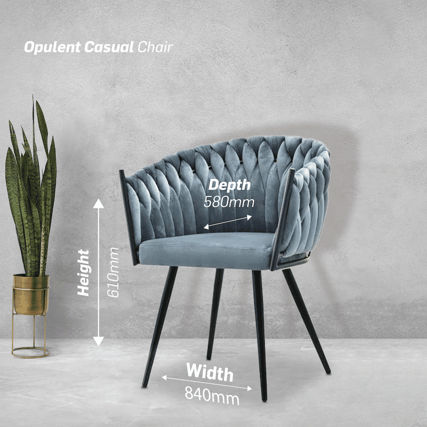 Everfurn Opulent Large Velvet Casual Chair Hazy Blue -2 Pack 3