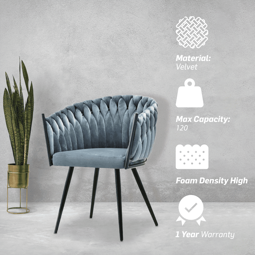 Everfurn Opulent Large Velvet Casual Chair Hazy Blue -2 Pack 4