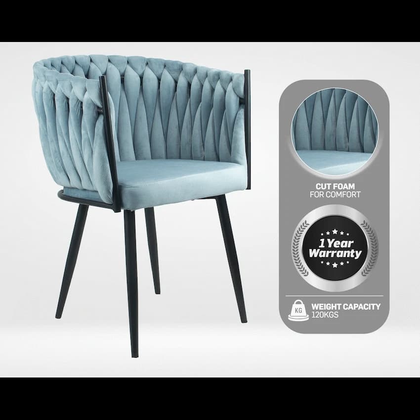 Everfurn Opulent Large Velvet Casual Chair Hazy Blue -2 Pack 6
