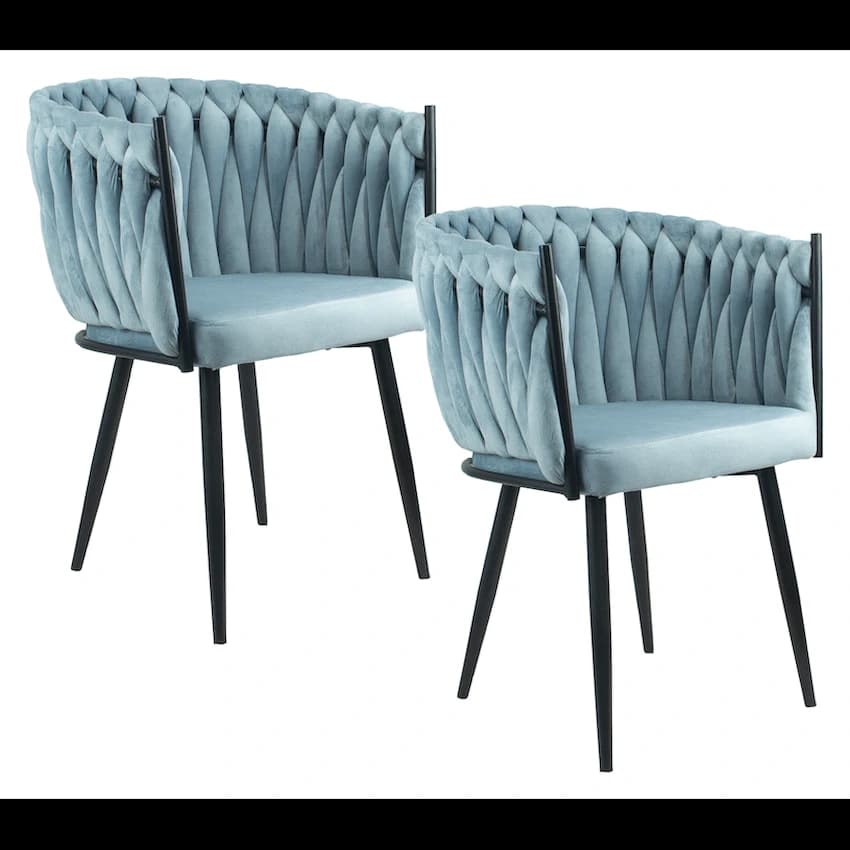 Everfurn Opulent Large Velvet Casual Chair Hazy Blue -2 Pack 7