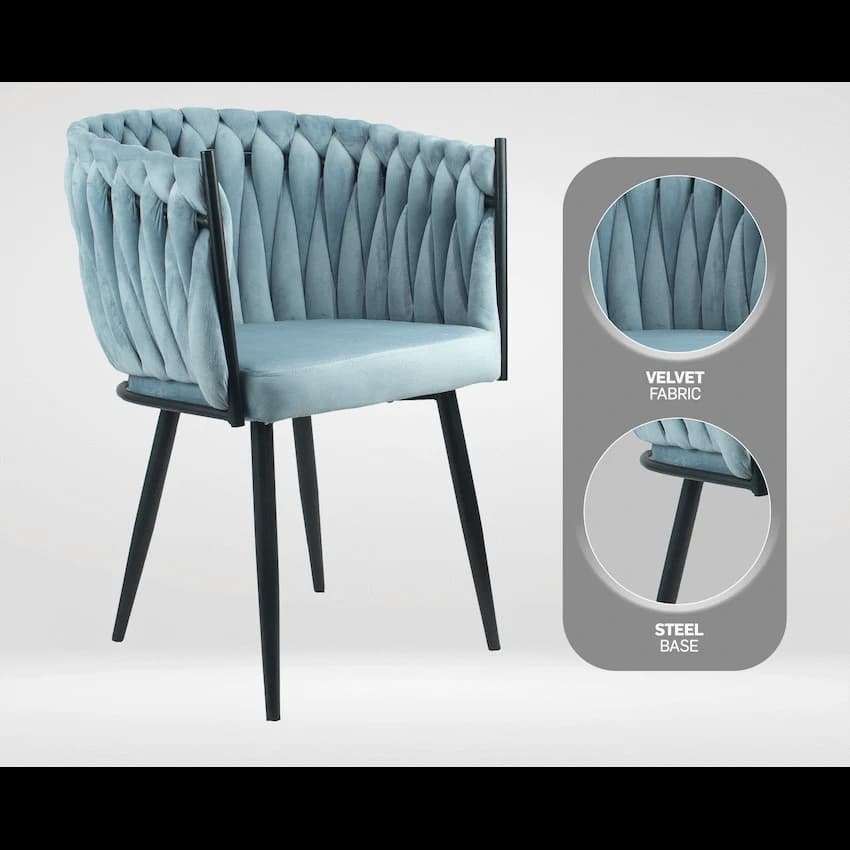 Everfurn Opulent Large Velvet Casual Chair Hazy Blue -2 Pack 8