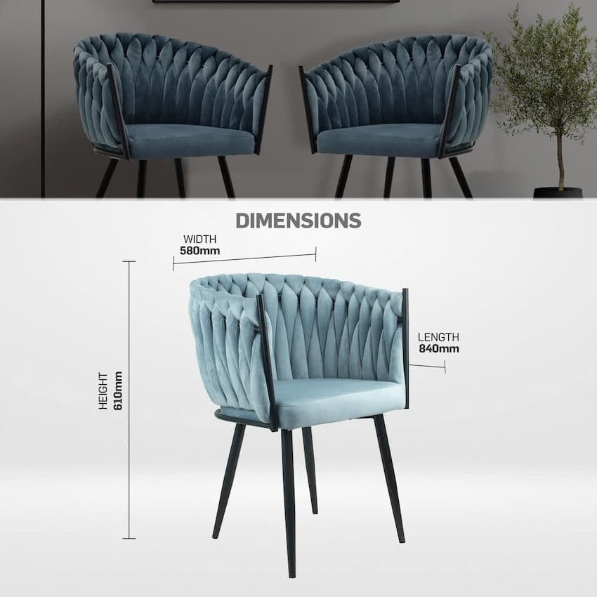Everfurn Opulent Large Velvet Casual Chair Hazy Blue -2 Pack 9