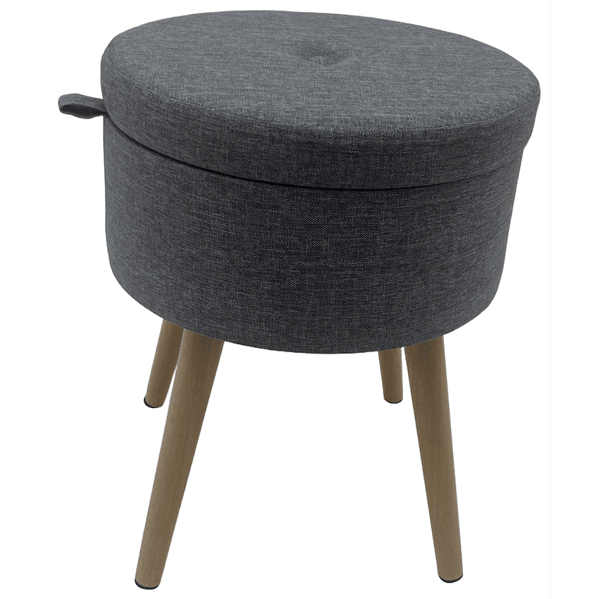 Sophie Round Storage Stool with Wooden Legs 2