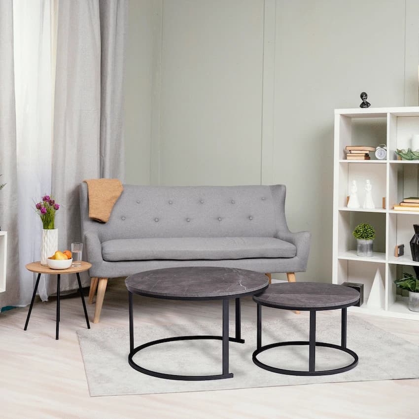 Everfurn Nile Nesting Coffee Table Marble, 2 Piece 3