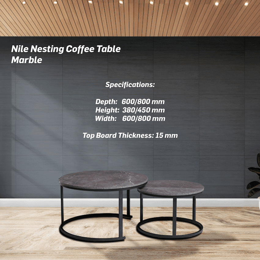 Everfurn Nile Nesting Coffee Table Marble, 2 Piece 4