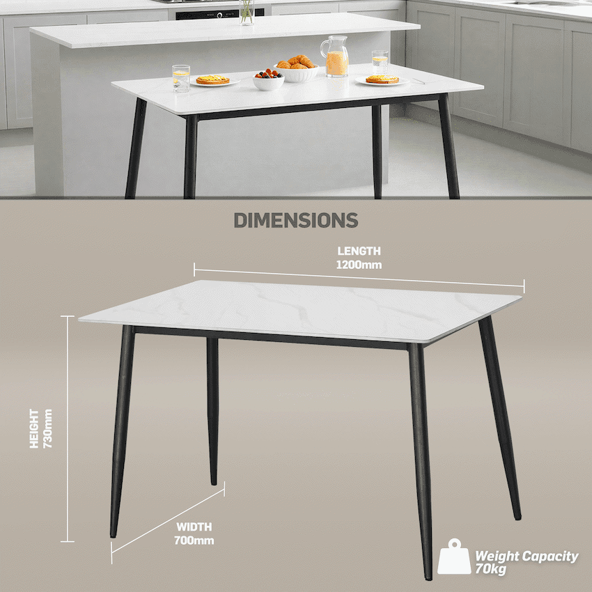 Everfurn Theo Dining Table - White, Box 1 of 2 4