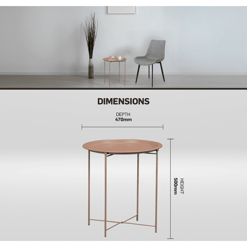 Everfurn Nala Side Table Beige, Painted MDF, Steel Frame 4