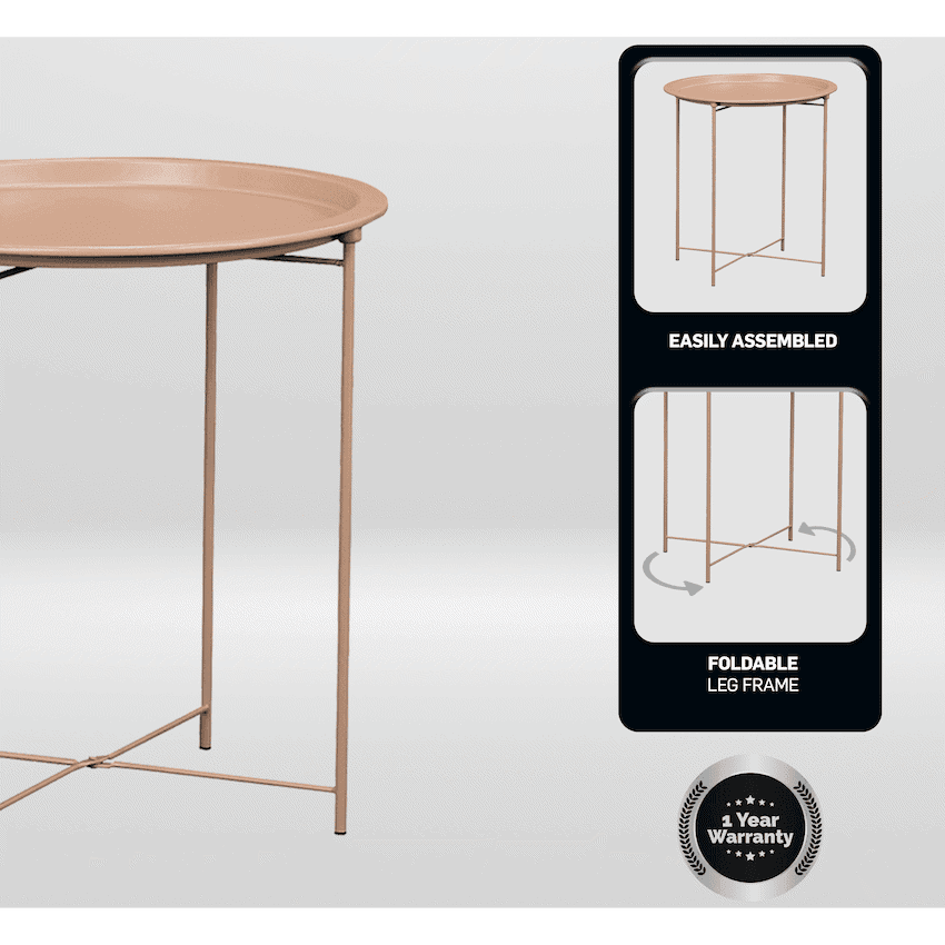 Everfurn Nala Side Table Beige, Painted MDF, Steel Frame 5
