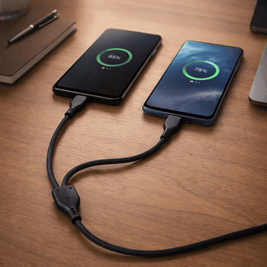 Pro Bass Cord Series 1.2m 15w USB-C to 2x USB-C Braided - Black 5