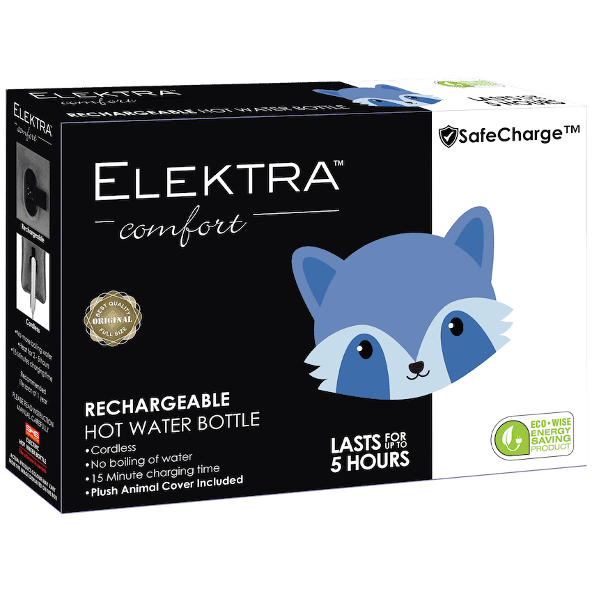 Elektra Hot Water Bottle - Blue Raccoon 2