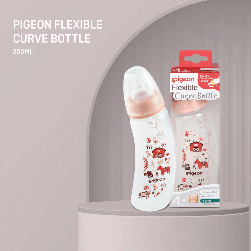 PIGEON FLEXIBLE CURVE BOTTLE 250ML - FARM 5