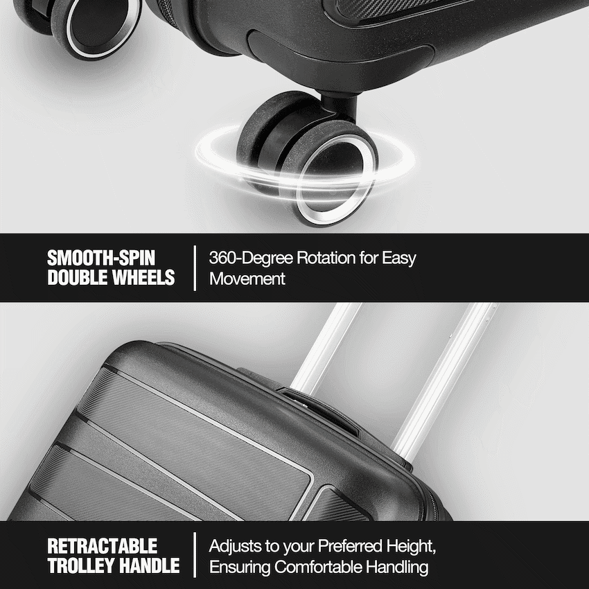 Travelwize Tourer PP 3Pc 4-wheel Spinner Luggage Set Black 4