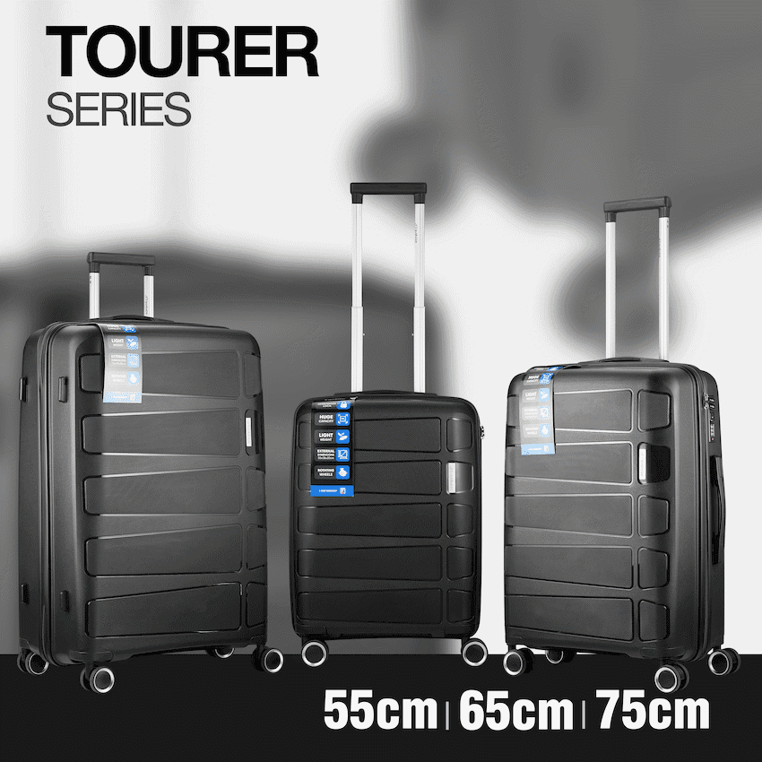 Travelwize Tourer PP 3Pc 4-wheel Spinner Luggage Set Black 5