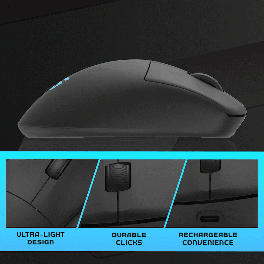 Volkano gaming Arc SL Lightweight Rechargeable multimode Gaming Mouse - Black 3