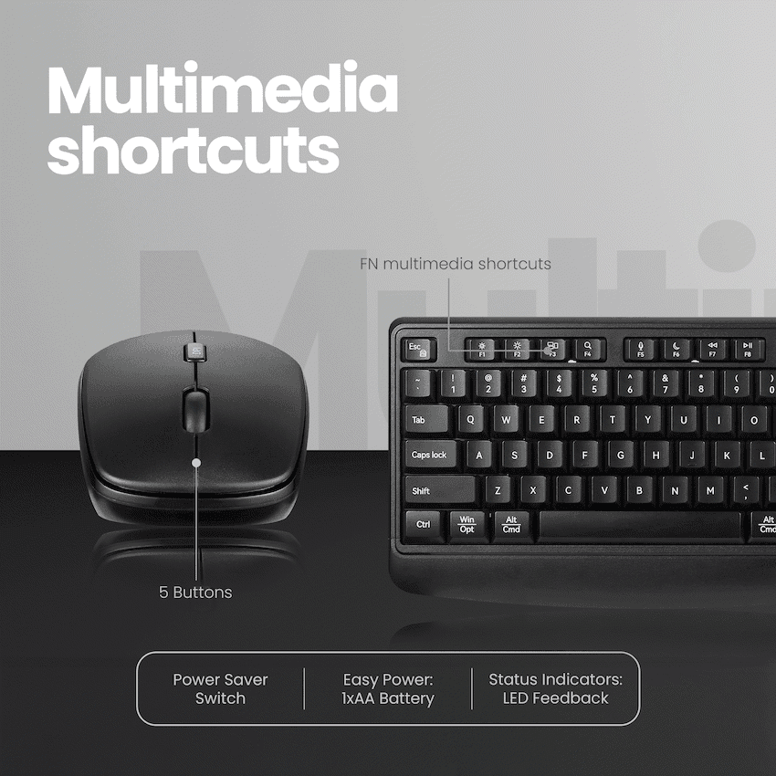Volkano Onyx Keyboard and Mouse Combo With Dual mode BT 4