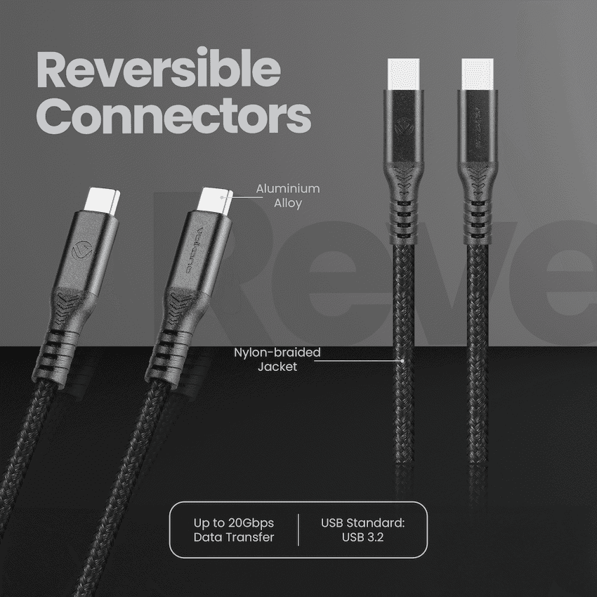 Volkano Weave Series USB C to USB C 240W 20Gbps 2m-black 4