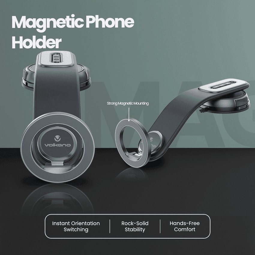 Volkano Arcmount Bendable Dash Mount Magnetic Phone Holder - Black 4