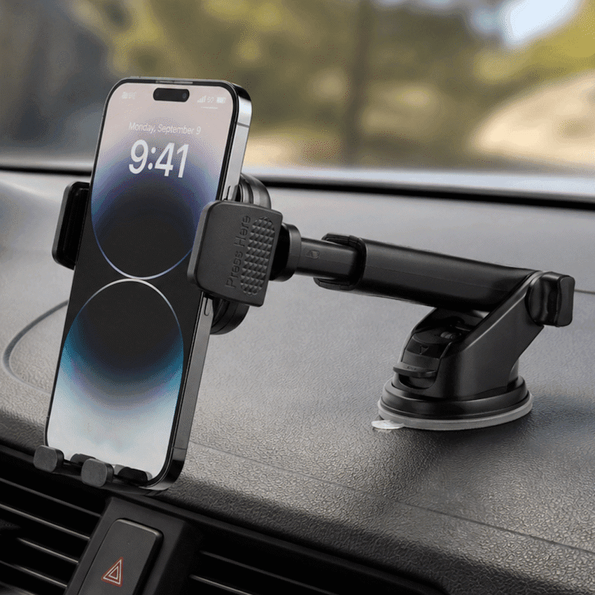 Volkano Secure Series Car Vent, Dash & Windshield Mount Phone Holder - Black 6