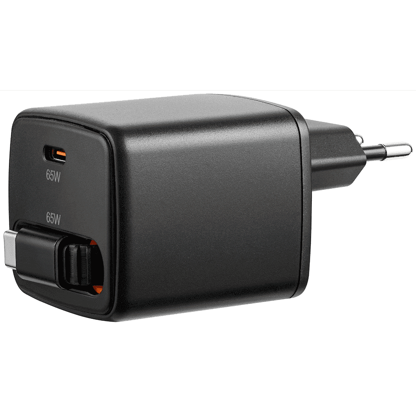 Volkano Sleek Series Fast Wall Charger 65W USB-C with Built-in Retractable 75cm Cable - Black 2