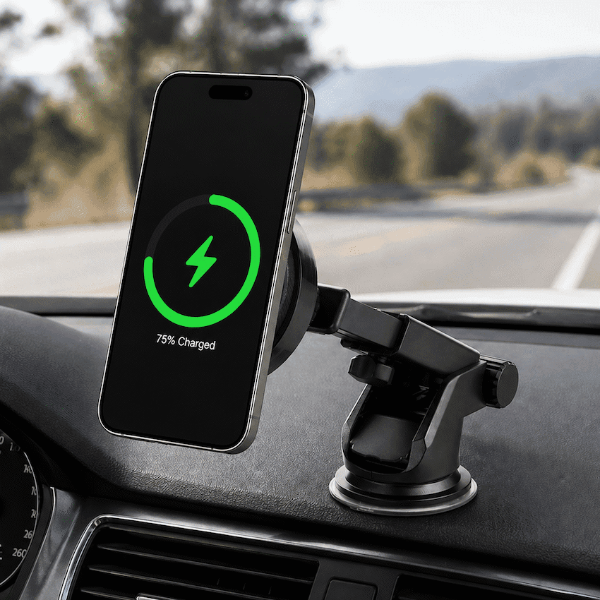 Volkano Sentinel Series Qi2.2 Magnetic Wireless Charging Car Dash Mount Phone Holder - Black 4