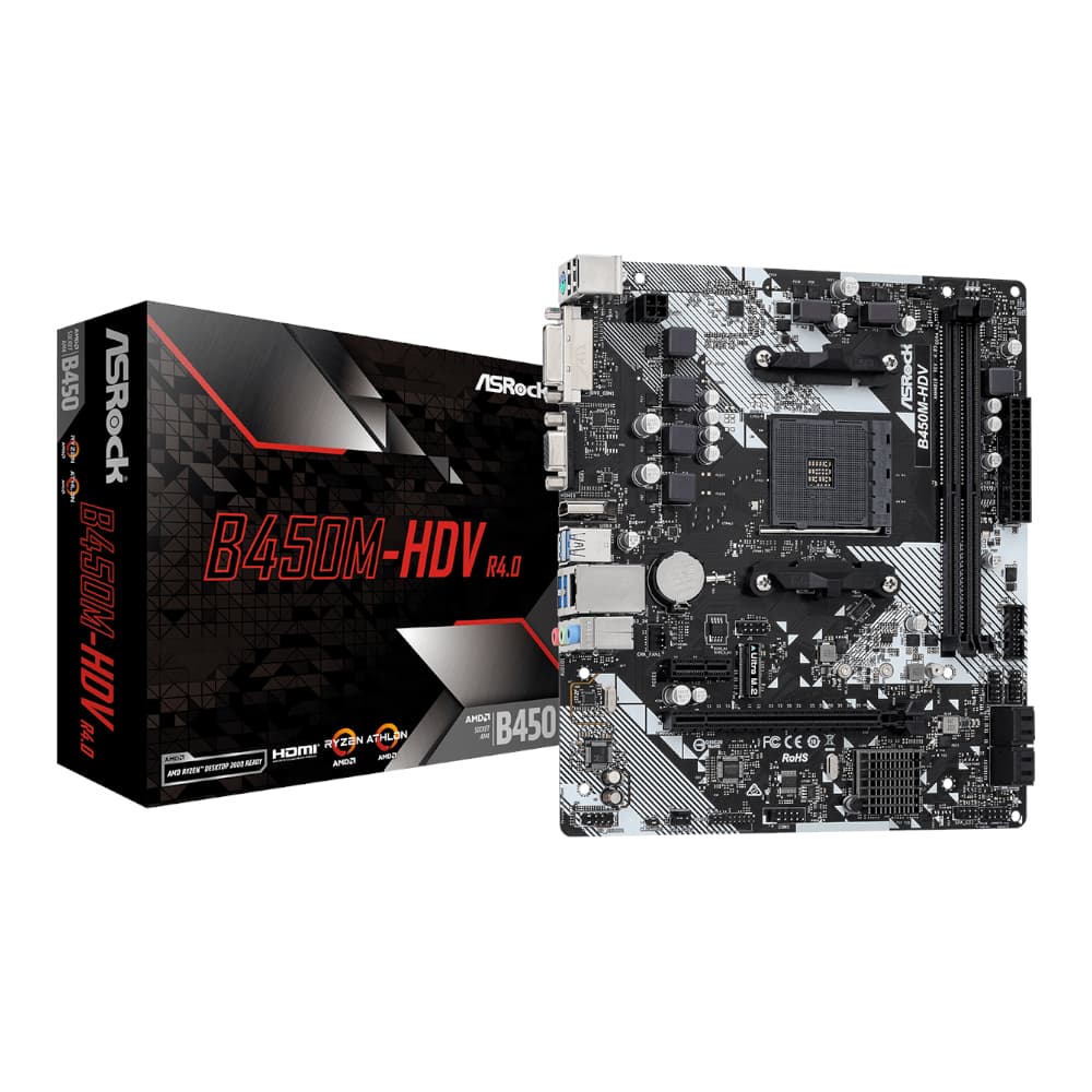 ASRock B450M-HDV R4.0 AMD AM4 M-ATX Motherboard 1