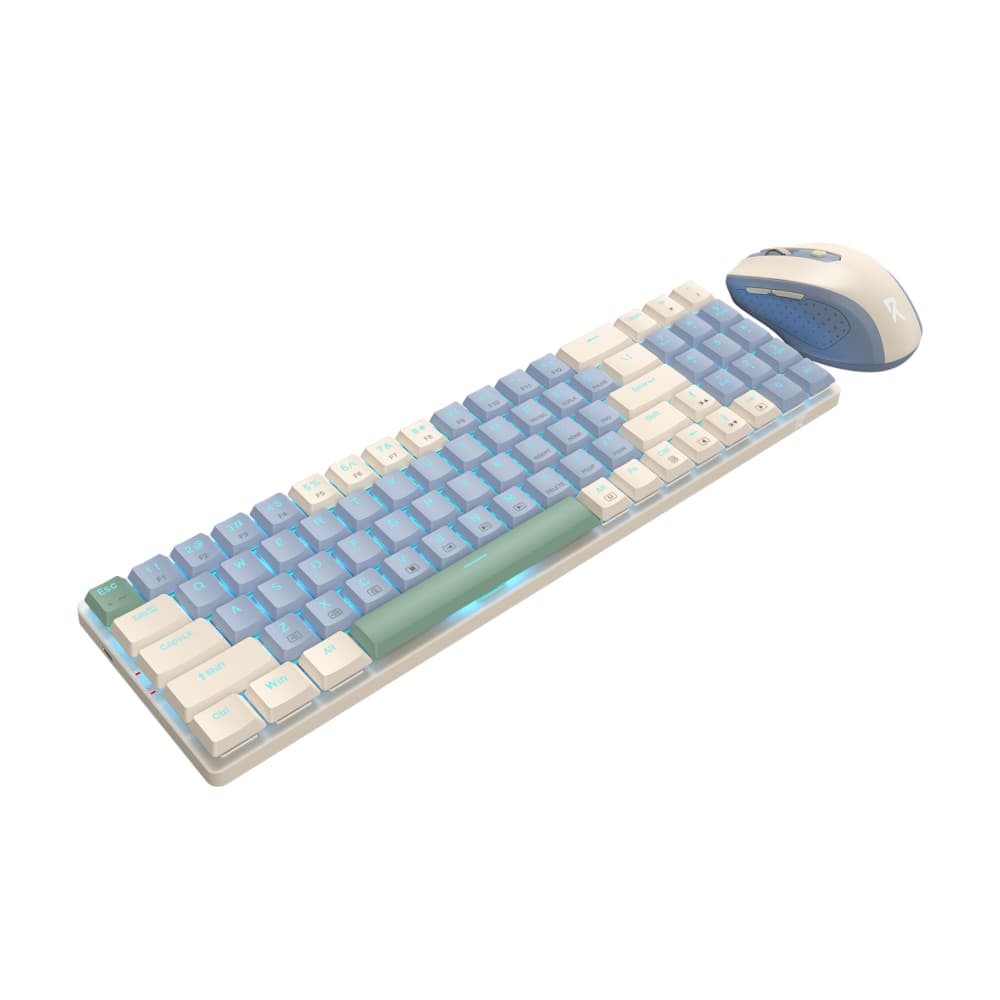 Redragon BS8772 Wireless Keyboard and Mouse Combo - Cream/Blue 2