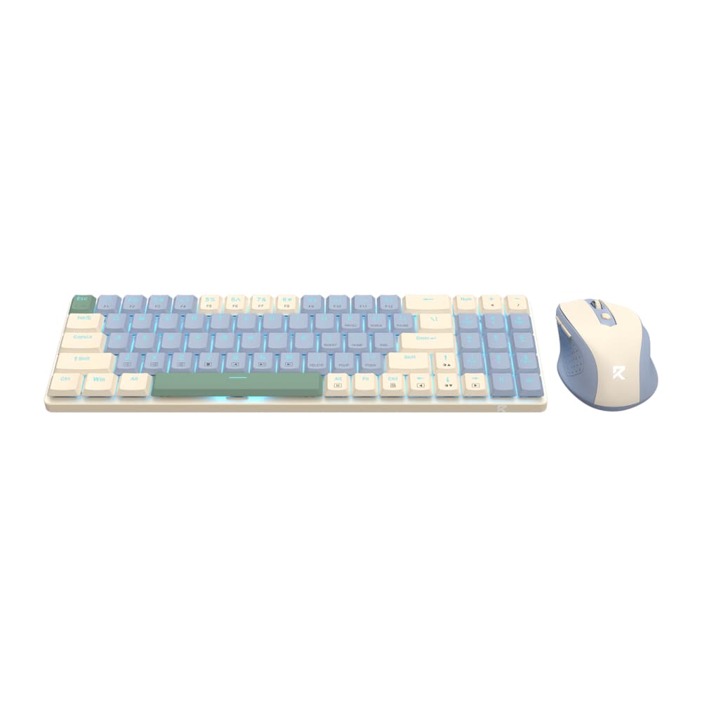Redragon BS8772 Wireless Keyboard and Mouse Combo - Cream/Blue 3