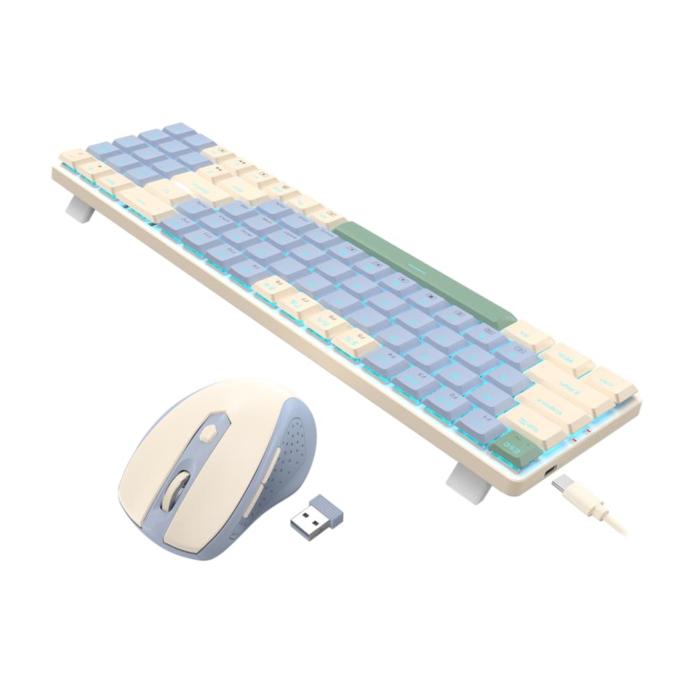 Redragon BS8772 Wireless Keyboard and Mouse Combo - Cream/Blue 4
