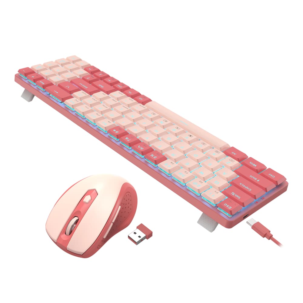 Redragon BS8772 Wireless Keyboard and Mouse Combo - Red/Pink 2