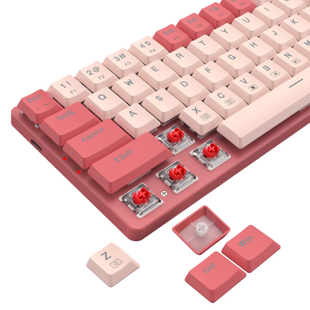 Redragon BS8772 Wireless Keyboard and Mouse Combo - Red/Pink 6