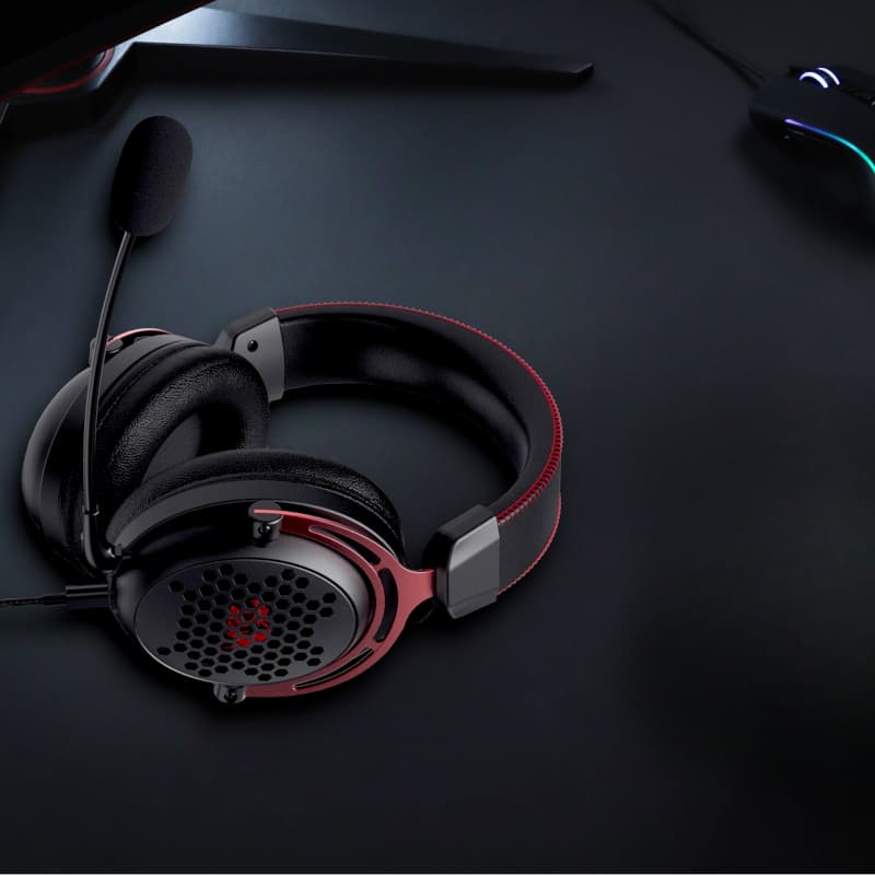 REDRAGON Over-Ear DIOMEDES Honeycomb 3.5mm AUX Gaming Headset - Black 6