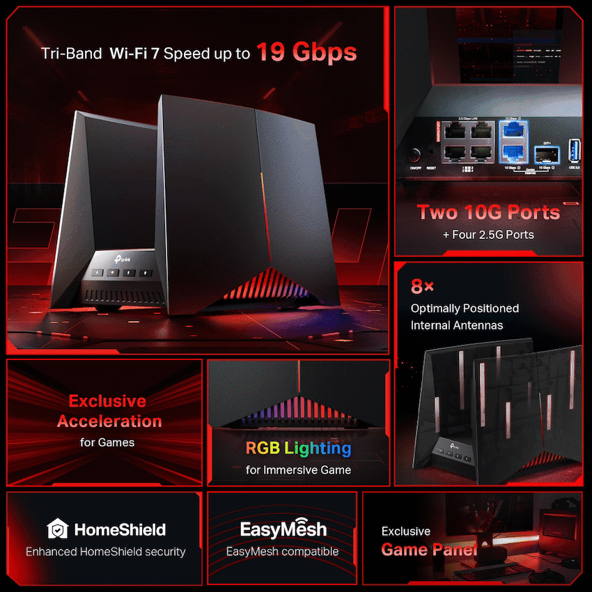 Archer GE800 BE19000 Tri-Band Wi-Fi 7 Gaming Router 1