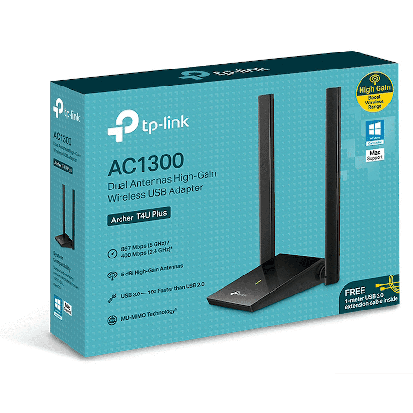 TP-Link Archer T4U Plus AC1300 Dual Antennas High-Gain Wireless USB Adapter 4