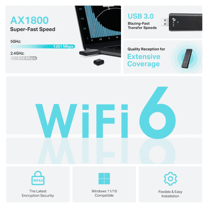 TP-Link Archer TX20U Dual-Band Wi-Fi 6 Wireless USB Adapter 3
