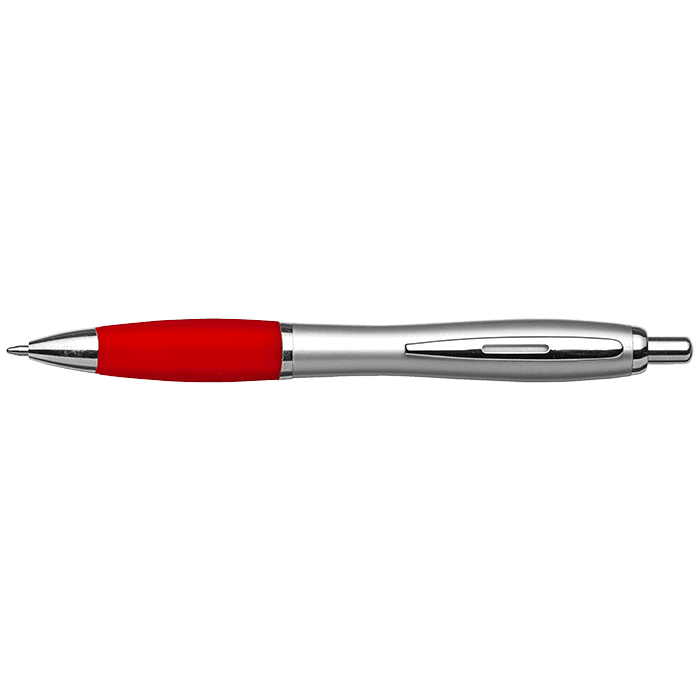 Silver Barrel Curved Design Black Ink Pen 4