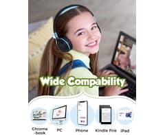 Mpow Che 1 Kids Wired Headset (Blue) 6