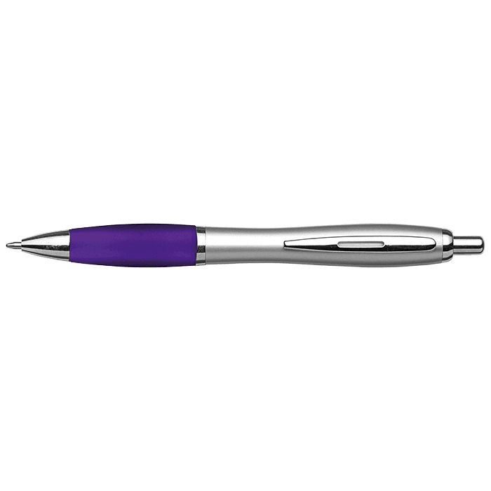 Silver Barrel Curved Design Ballpoint Pen 3