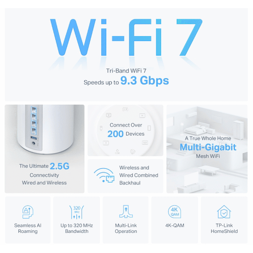 TP-Link Deco BE65 (1 Pack) BE9300 Whole Home Mesh Wi-Fi 7 System 3