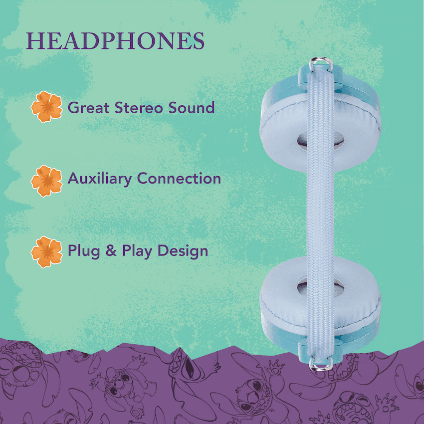 Disney Stitch Auxiliary Headphones with Stickers 3