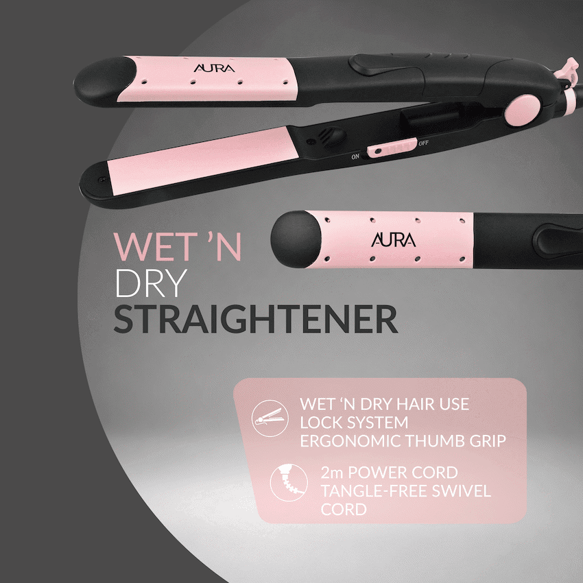 Aura by Elektra Wet n Dry Straightener Black 3