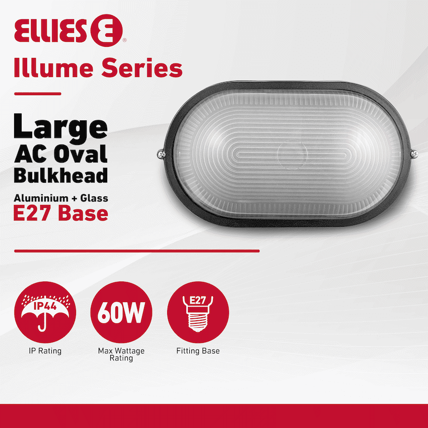 Ellies Illume Series - Large AC Oval Bulkhead - Aluminium  + Glass 3