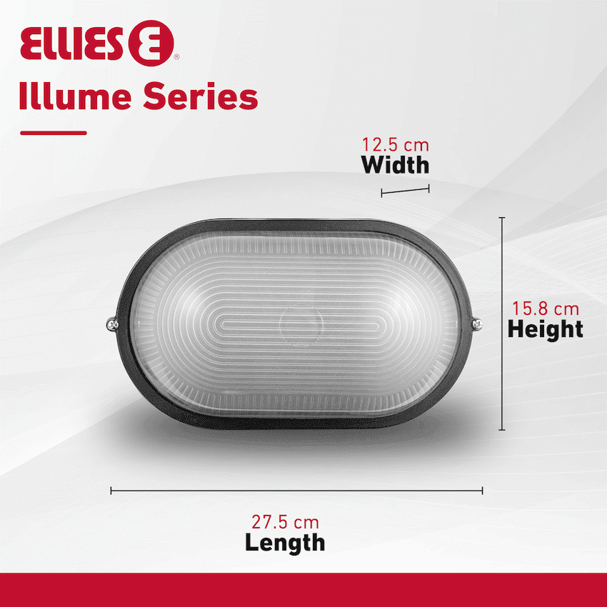 Ellies Illume Series - Large AC Oval Bulkhead - Aluminium  + Glass 7