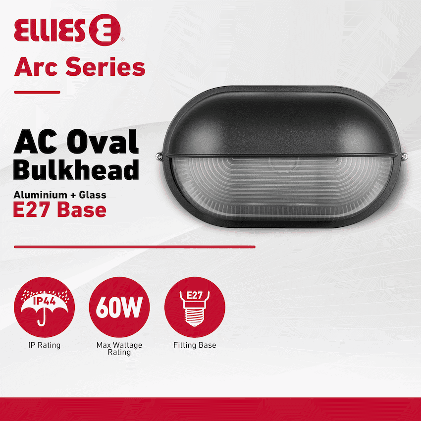 Ellies Arc Series - AC Oval LED Bulkhead - Aluminium + Glass 4