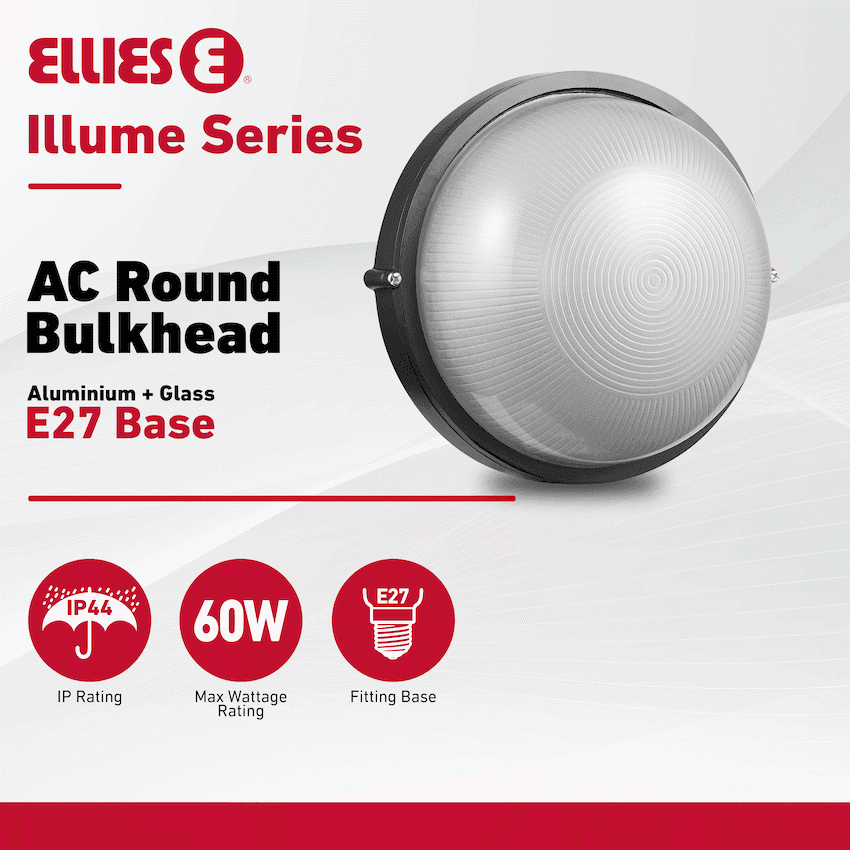Ellies Illume Series - AC Round Bulkhead - Aluminium + Glass 3